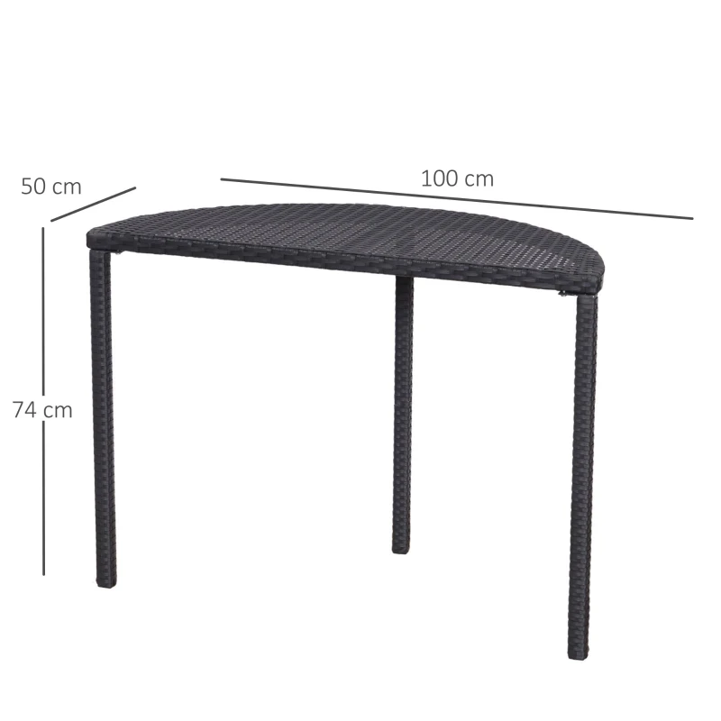Outsunny Mesa de jardim meia-lua - mesa de varanda meia-lua - 100L x 50l x 74H cm resina trançada 4 fios imitação