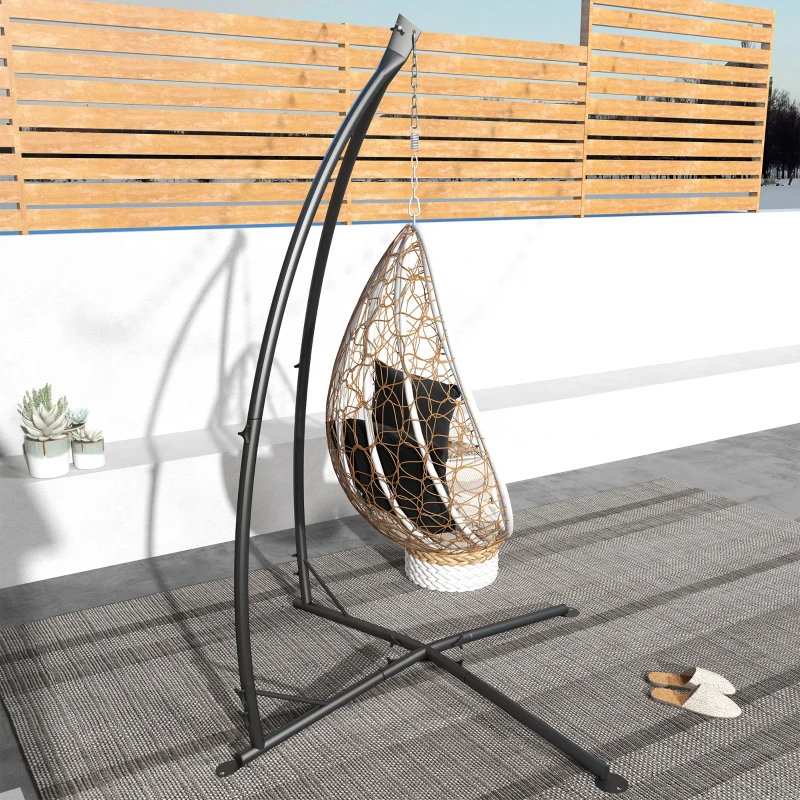 Outsunny Suporte para Cadeira Suspensa - Base para Cadeira Suspensa, altura 215 cm - Carga máx. recomendada 150 kg, metal preto