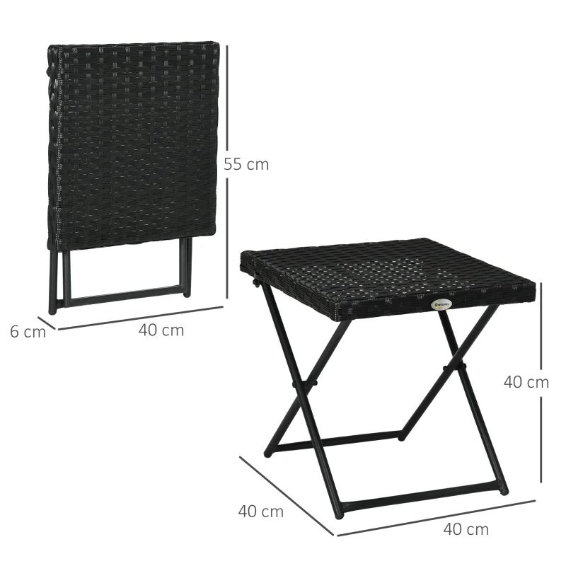 Outsunny Mesa de centro dobrável para jardim estilo cosy chic dim. 40L x 40l x 40H cm aço resina trançada preto