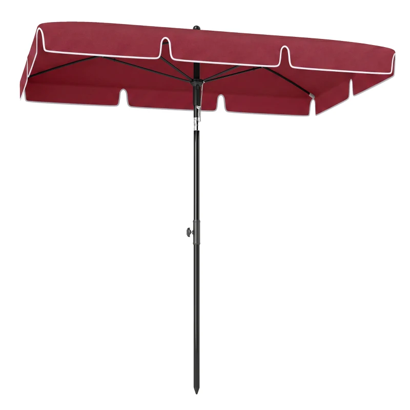 Outsunny Guarda-sol de jardim Guarda-sol reto retangular inclinável alumínio metal poliéster de alta densidade 200 x 130 cm vermelho