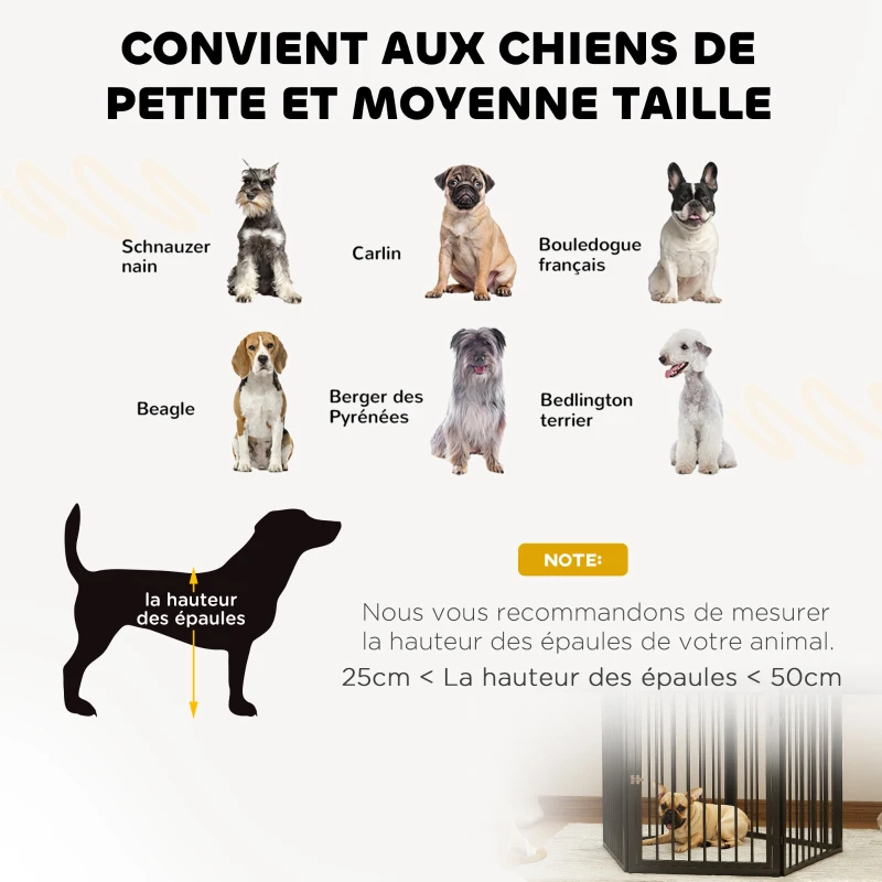 PawHut Parc pour chien, parc pour animaux, 5 panneaux, clôture portable pliable, sécurisé, noir