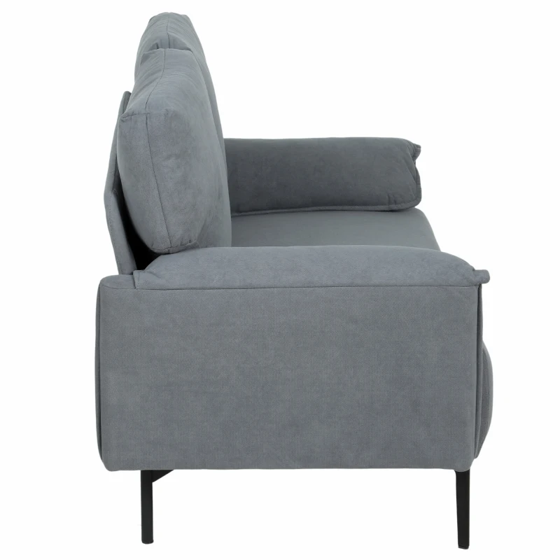HOMCOM Sofá 2 Lugares, Sofá de Sala Estofado com Apoios de Braço Almofadados, Efeito Veludo, 127 x 72 x 84 cm, Cinza