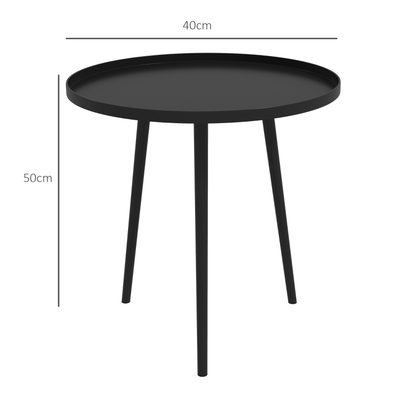 Outsunny Mesa de centro de jardim redonda, mesa lateral exterior com bordo arredondado em aço, dim. Ø40 x 50H cm preto