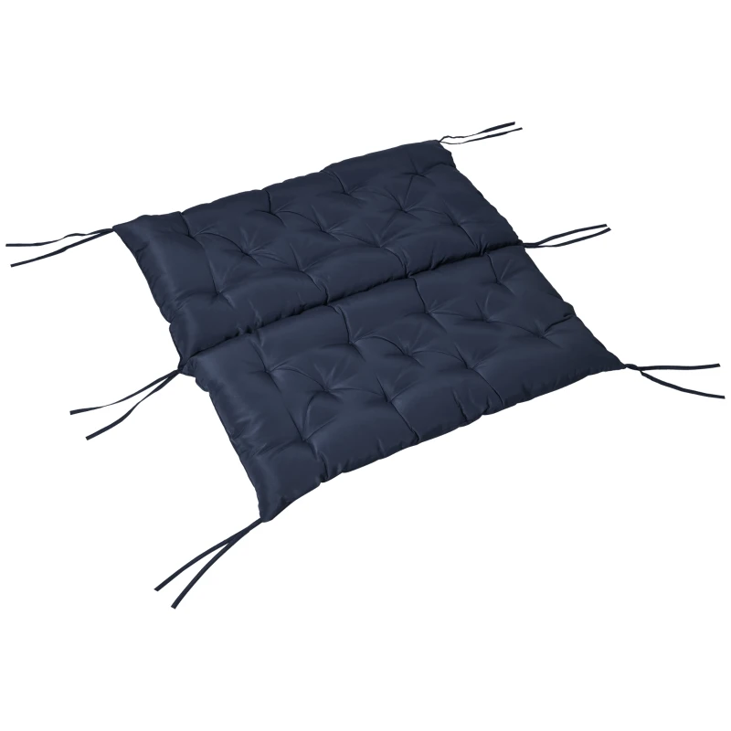 Outsunny Almofada-colchão assento e encosto para banco de jardim balancim sofá 2 lugares grande conforto 100 x 98 x 8 cm azul escuro