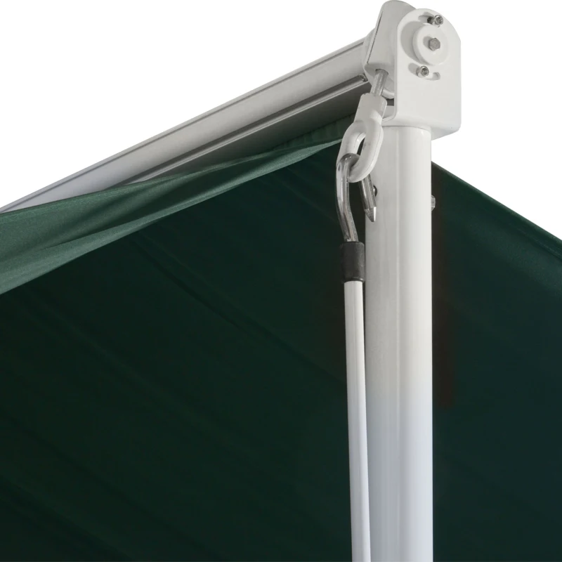 Outsunny Toldo de Dupla Inclinação 4 x 3 m Manual Retrátil Inclinação Ajustável Metal Poliéster Impermeabilizado Verde Escuro