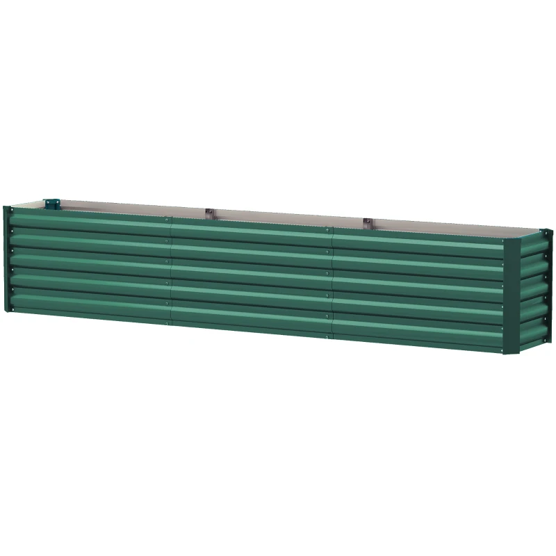 Outsunny Canteiro quadrado canteiro elevado em aço galvanizado barras de suporte e placas de canto fundo aberto 240 x 40 x 45 cm verde