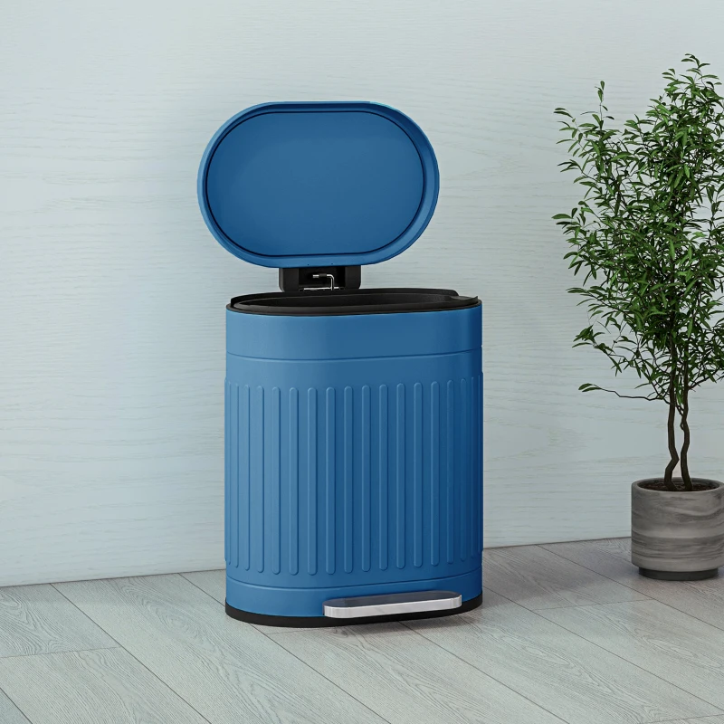 HOMCOM Lixeira de cozinha lixeira com pedal 20L tampa de fecho suave balde interior removível 36,5 x 31,2 x 45 cm azul