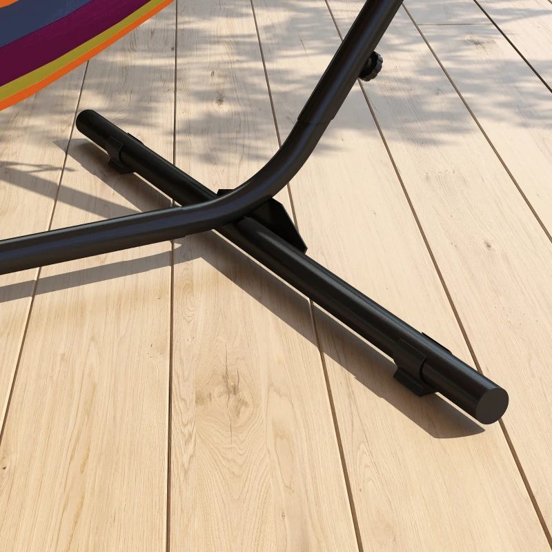 Outsunny Suporte para rede com porta-copos Estrutura robusta em metal epóxi preto dim. 305L x 129l x 109H cm 150kg sem rede