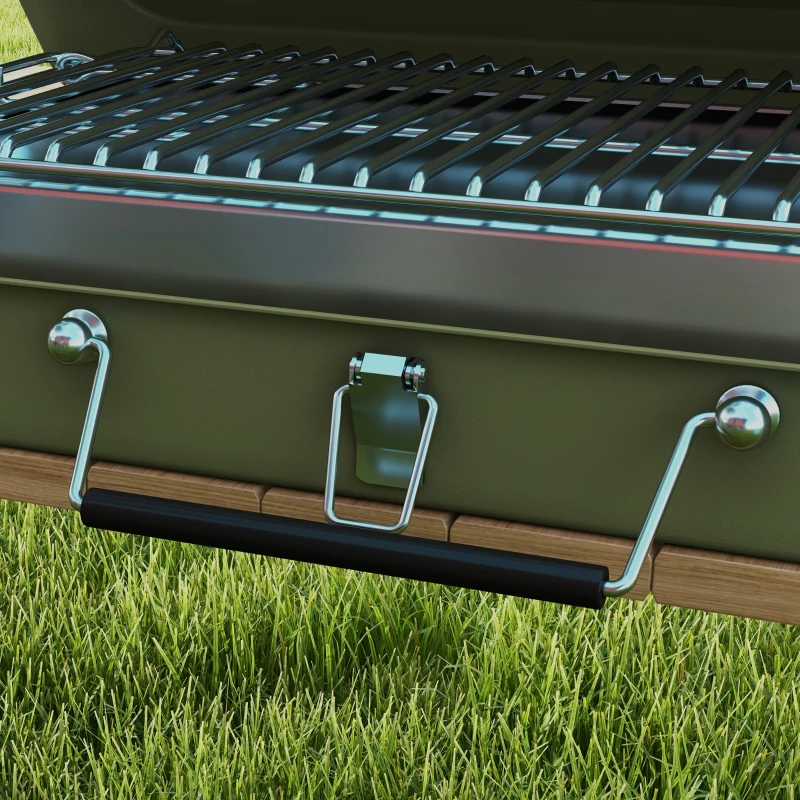 Outsunny Mini grelhador a carvão portátil com carcaça em forma de mala grelhador de mesa dobrável para jardim 47 x 30 x 28 cm verde