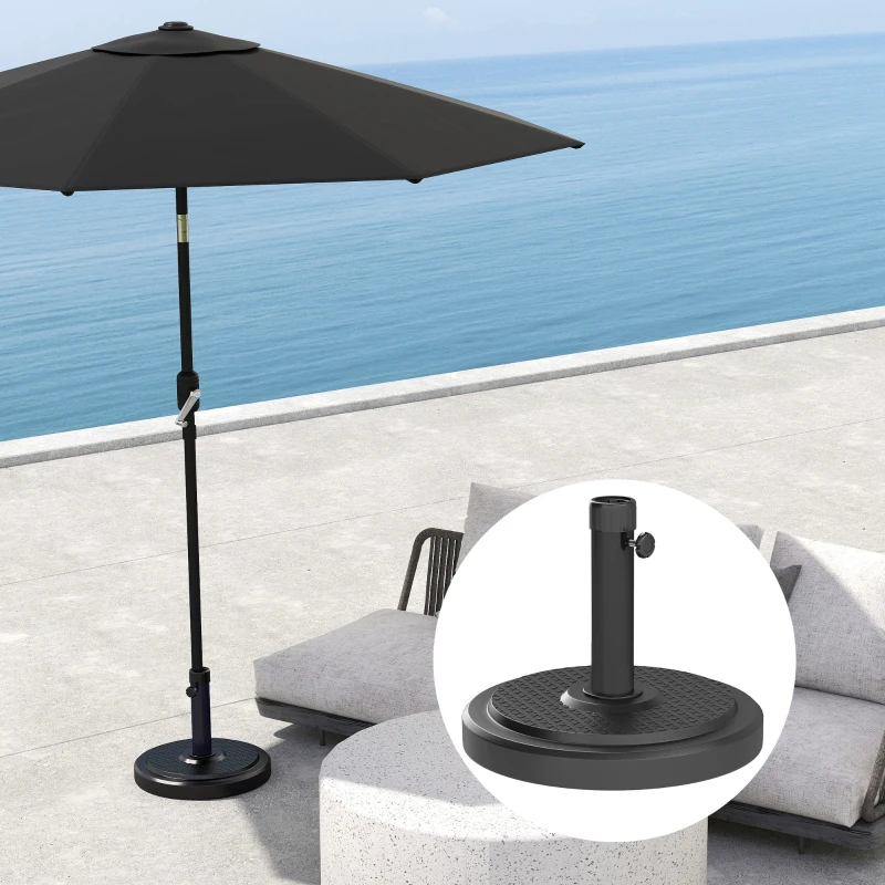 Outsunny Base para guarda-sol exterior para mastro de Ø 38 e 48 mm peso líquido 22 kg em metal Ø 48 x 38,5 cm preto