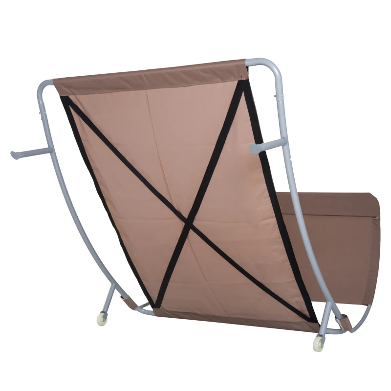 Outsunny Espreguiçadeira 2 Lugares Cama de Jardim Teto regulável 2 rodízios 2 almofadas Aço epóxi Poliéster Castanho escuro