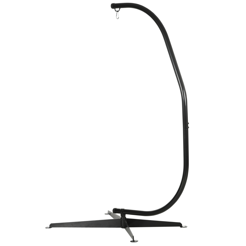 Outsunny Suporte para poltrona suspensa, suporte para cadeira suspensa base em X mosquetão com mola carga 120 kg 114 x 80 x 208 cm preto