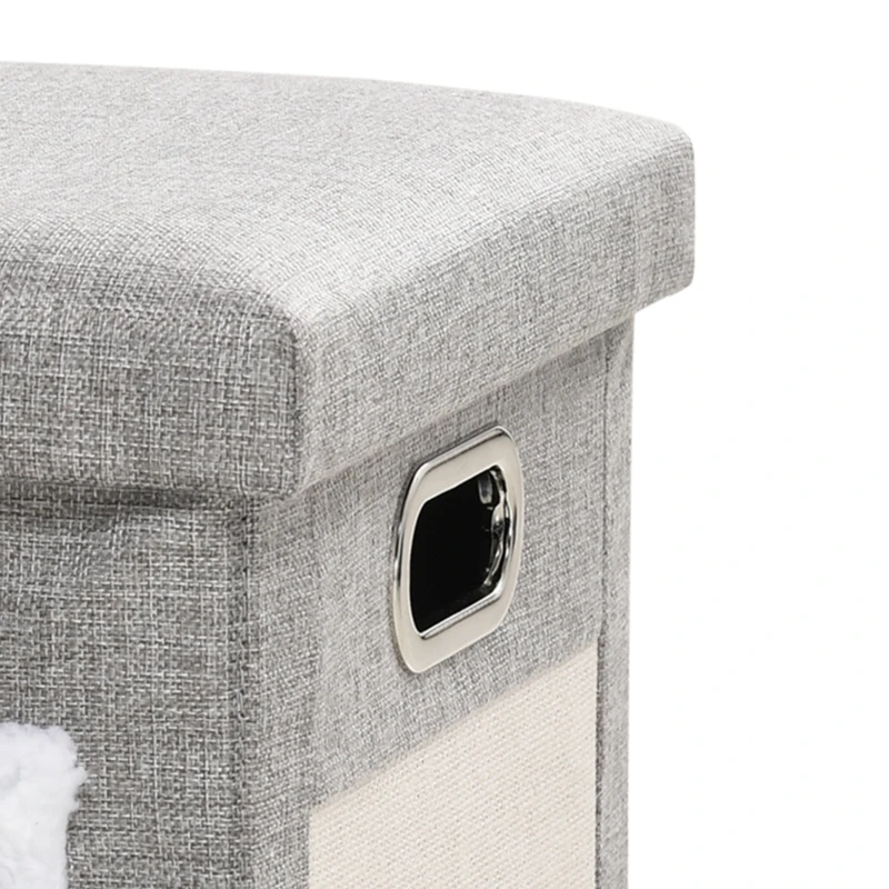 PawHut Niche chat interieur maison chat interieur 2 en 1 pied en bois coussin amovible lavable balle, 35,5x35,5x42,5cm, gris