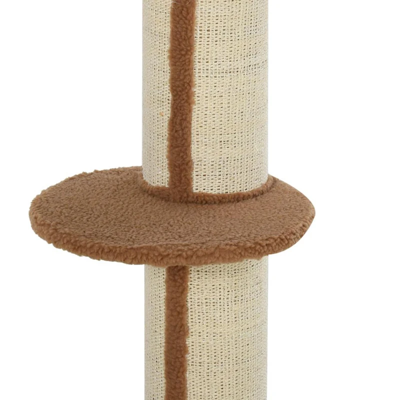 PawHut Arbre à chat avec griffoir centre d'activités 2 plateformes coussin marron clair