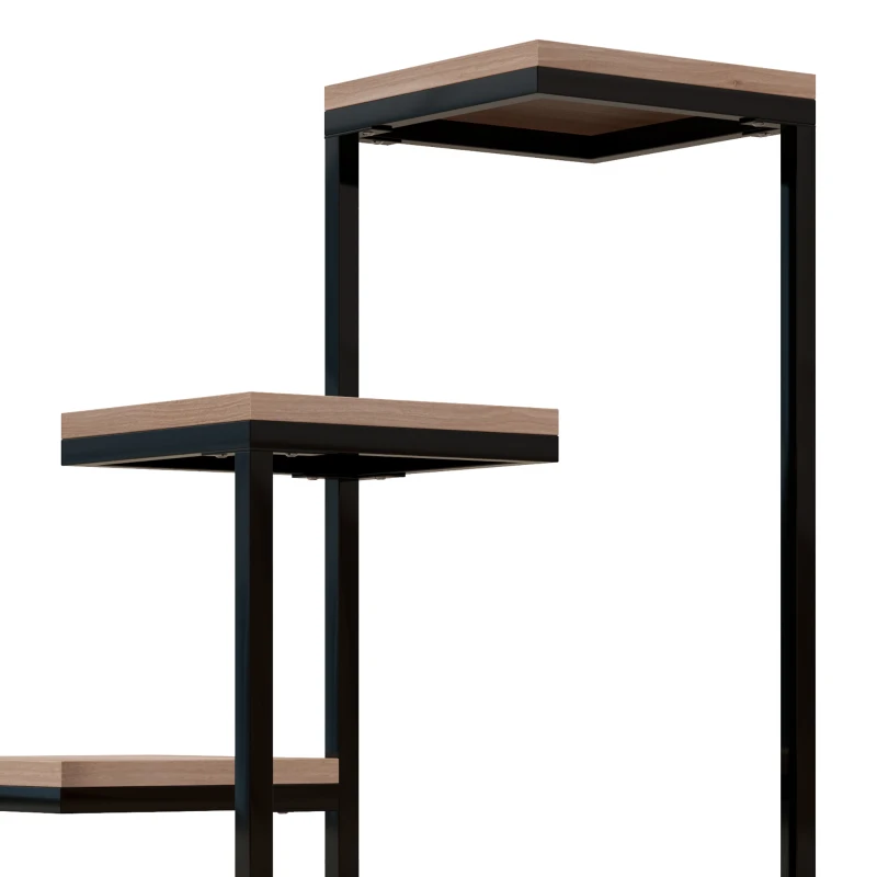 Outsunny Estante para plantas estante de flores em metal e madeira 4 níveis de alturas diferentes estilo industrial 40 x 40 x 75,5 cm