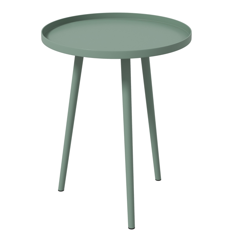 Outsunny Mesa de centro de jardim redonda, mesa de apoio exterior em aço com borda arredondada, dim. Ø40 x 50H cm verde