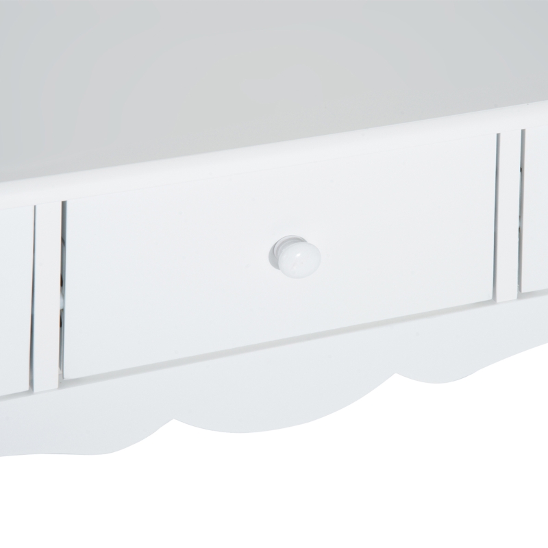 HOMCOM Mesa Consola de Madera Mueble Recibidor de Entrada con 3 Cajones para Salón Pasillo Carga 45 kg 100x32x85 cm Blanco