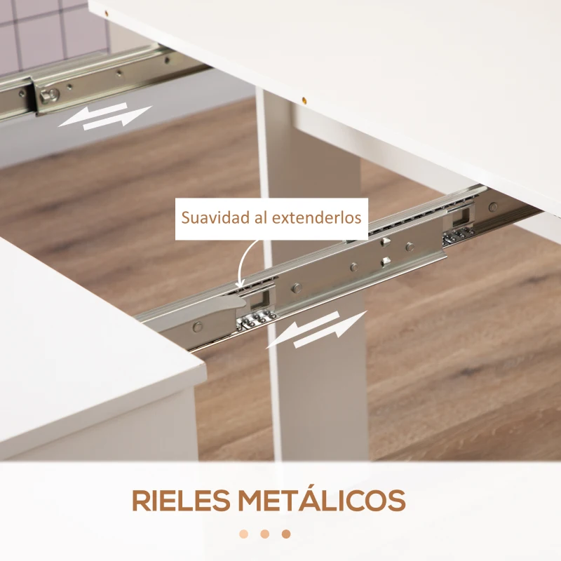 HOMCOM Mesa de Comedor Extensible para 4-6 Personas Mesa Auxiliar Multifuncional para Estudio Cocina 180x85x75 cm Blanco