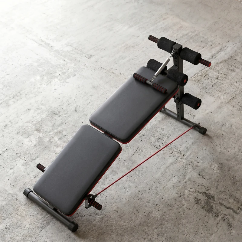 Homcom Bancă Sit‑Up Pliabilă cu Înălțime Reglabilă pentru Casă, Birou și Sală, Antrenament Abdomen & Fitness