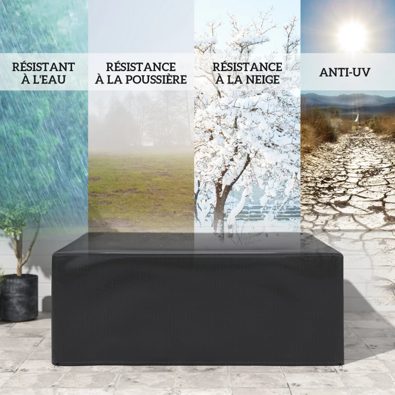 Outsunny Housse salon de jardin extérieure bâche de protection extérieure anti-UV  en polyéthylène 235 x 190 x 90 cm noir