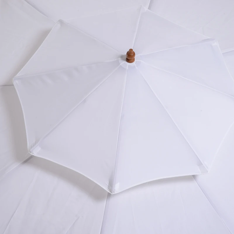 Outsunny Guarda-sol reto Guarda-sol de jardim redondo em Madeira 2 Cobertura Poliéster 180 g/m² dia. 2,7 x 2,6H m branco