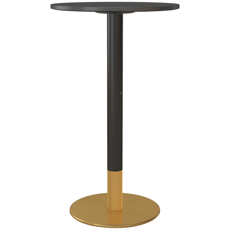 HOMCOM Mesa de bar redonda mesa bistrô mesa de cozinha estilo contemporâneo estrutura em aço dim. 60L x 60l x 102H cm preto