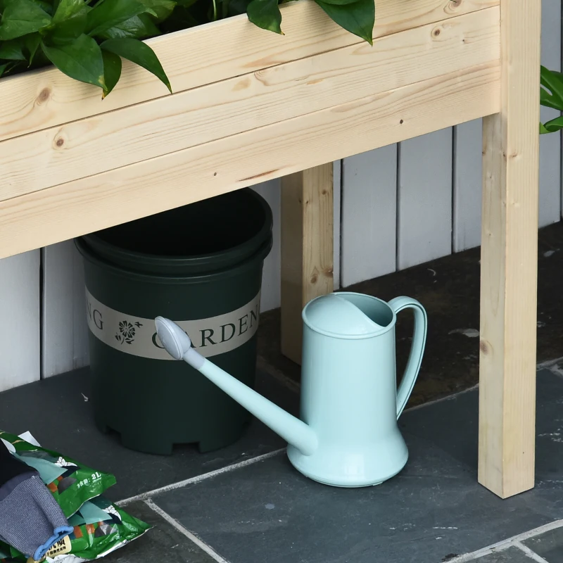 Outsunny Jardinière surélevée en Bois, Carré Potager sur Pied surélevé, Trous de Drainage, Tissu non tissé, 86x46x76 bois naturel