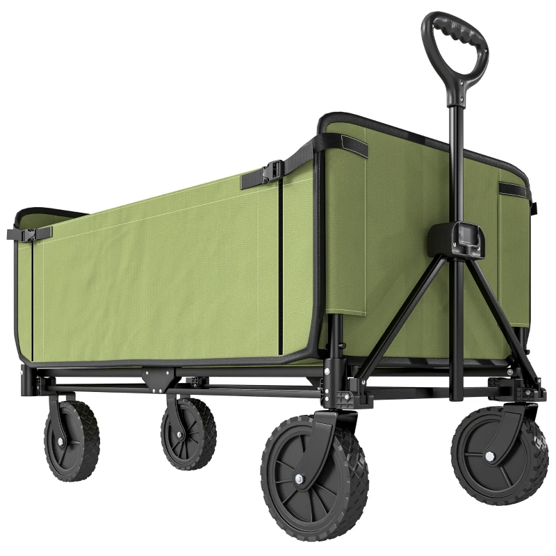 Outsunny Chariot de jardin pliable 130 L chariot de transport sac amovible poignée télescopique rotative 90 x 50 x 60 cm noir