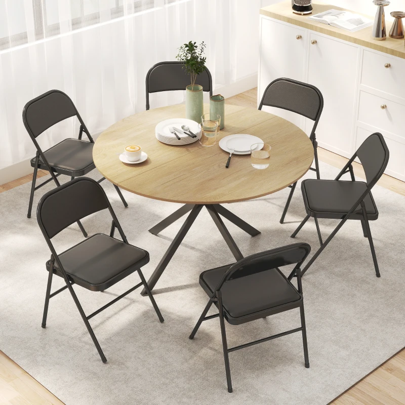 HOMCOM Lot de 6 chaises pliantes chaises de salle à manger portables cadre en acier 45 x 46 x 78 cm noir