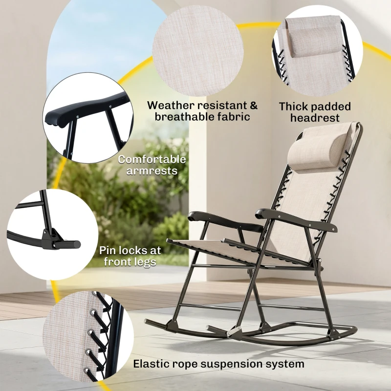 Outsunny Three-Piece Rocking Chair Garden Bistro Set - Beige