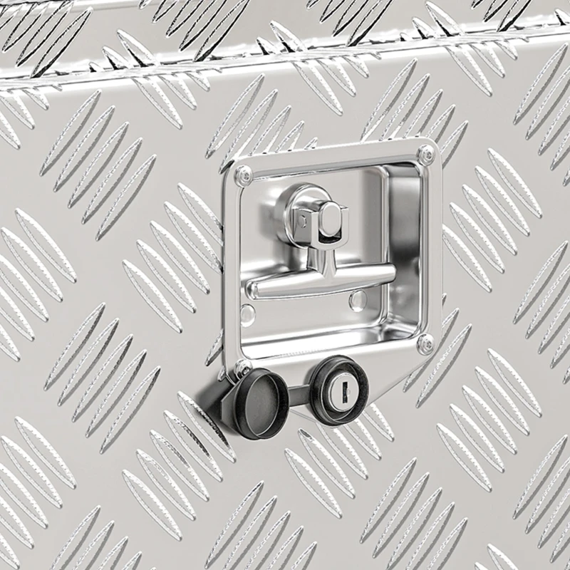 HOMCOM Boîte à outils pour camion en aluminium, 60,9 x 35,5 x 40,6 cm, coffre de rangement 76 L avec serrure et clés, argent