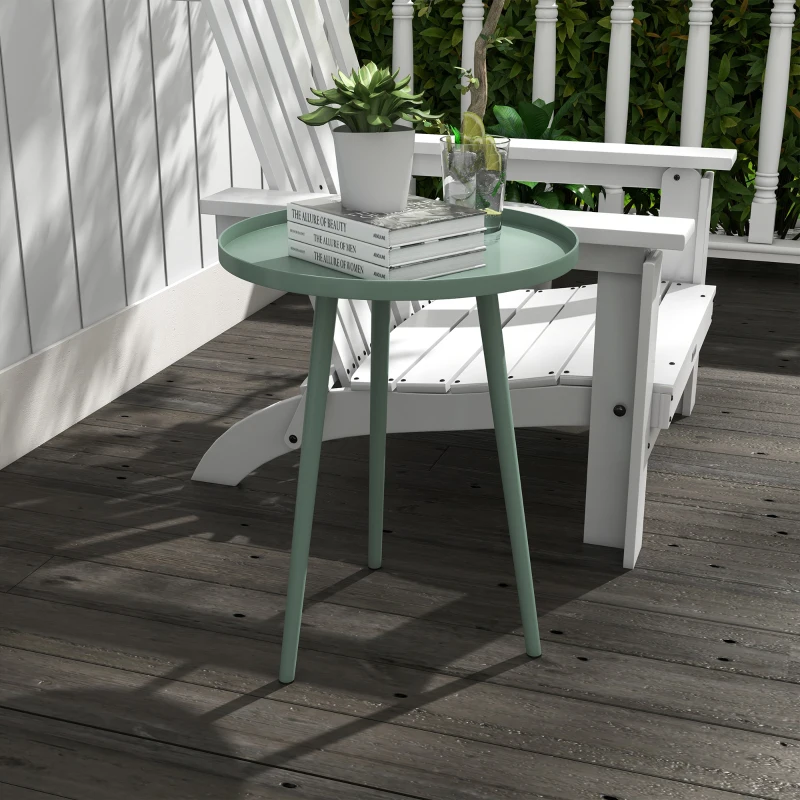 Outsunny Mesa de centro de jardim redonda, mesa de apoio exterior em aço com borda arredondada, dim. Ø40 x 50H cm verde