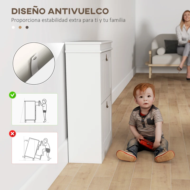 HOMCOM Zapatero Estrecho con 2 Puertas Abatibles y Estantes Ajustables para 10 Pares de Zapatos para Recibidor 54x24x82,5 cm