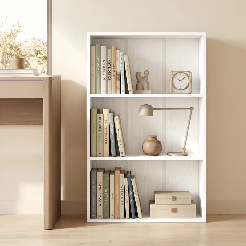 HOMCOM Estantería de almacenaje con 3 compartimentos y estante regulable, 60 x 24 x 93 cm, blanco