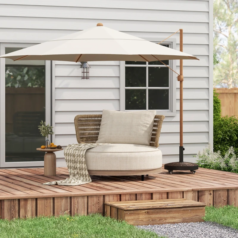 Outsunny Base de lastro para guarda-sol peso líquido 22,7 kg em resina com 4 rodízios - dim. Φ52 x 41H cm - bronze