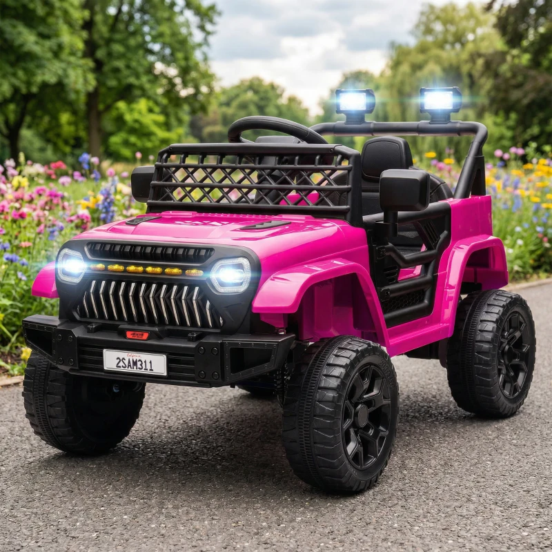 AIYAPLAY Voiture électrique enfant 4x4 télécommande 2,4Ghz, 2 moteurs 12 V, vitesse réglable, musique, klaxon, lumières LED, noir(m-2)