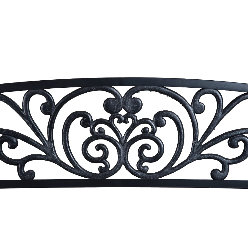 Outsunny Banco de Jardim para terraço em Aço Ferro Fundido Preto 2 Lugares 127 x 60 x 87 cm Carga Máx 240 kg