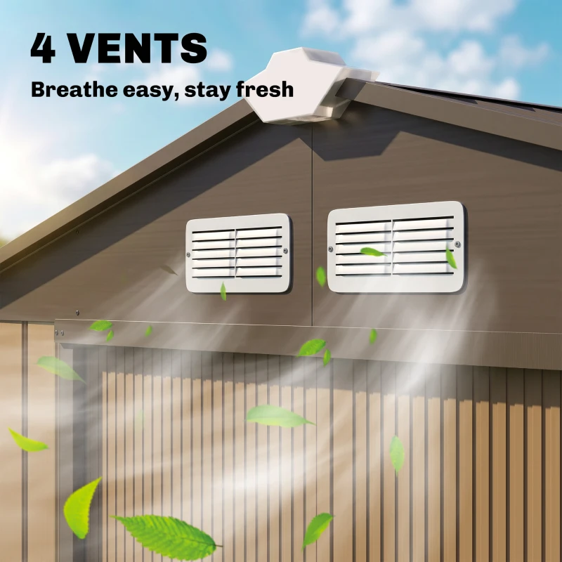 Outsunny Outdoor Storage Shed, 7ft x 4ft, Large Patio Roofed Tool Metal Storage Building Foundation Sheds Box Outdoor Furniture(m-8)