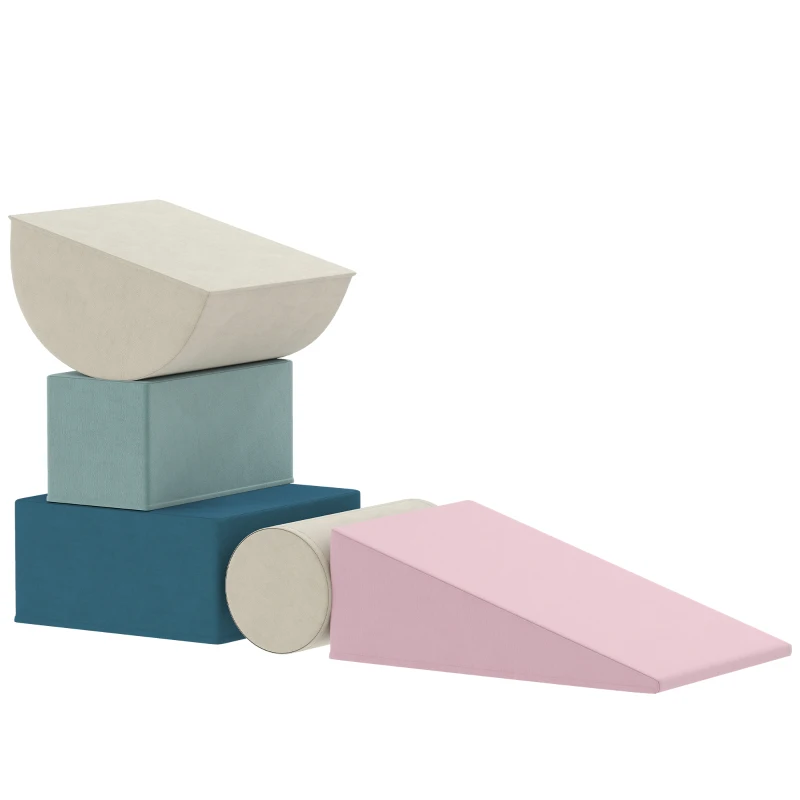 AIYAPLAY Parcours motricité bébé 5PCS, module en mousse souple avec housse en velours, multicolore