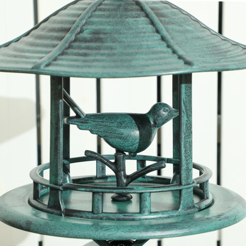 Outsunny Banho de pássaros abrevadeiro para pássaros jardineira 3 em 1 Ø 50 x 113 cm polipropileno verde-de-gris