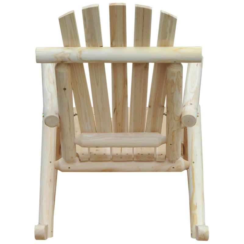 Outsunny Poltrona de Jardim Adirondack de Baloiço Rocking Chair Estilo neo-rétro Assento Encosto Ergonómico Madeira Natural de pinho
