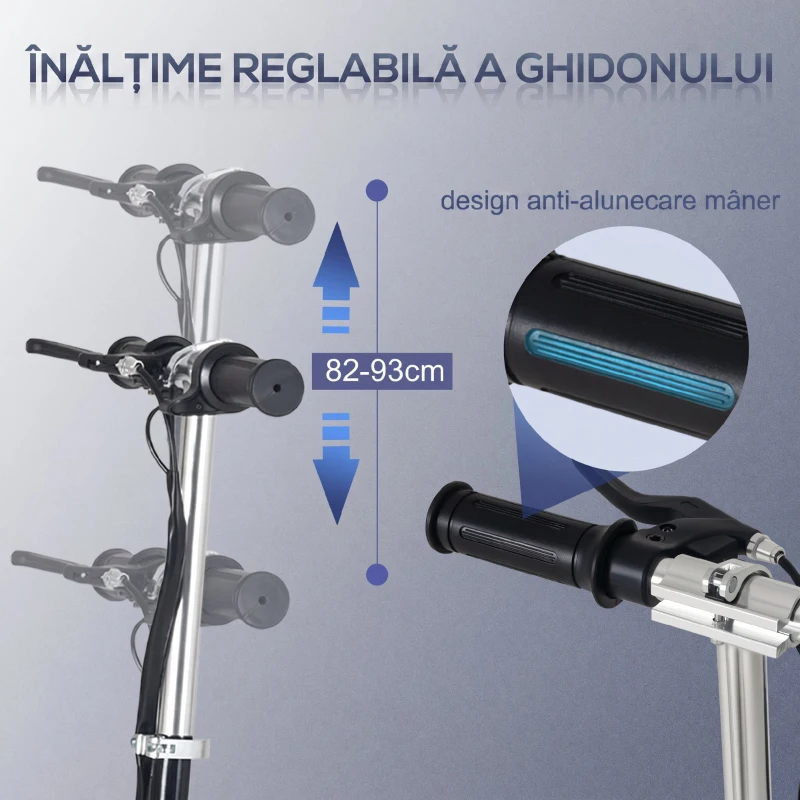 Homcom Trotineta Electrica Pliabila – Neagra, Reglabila & 12 km/h