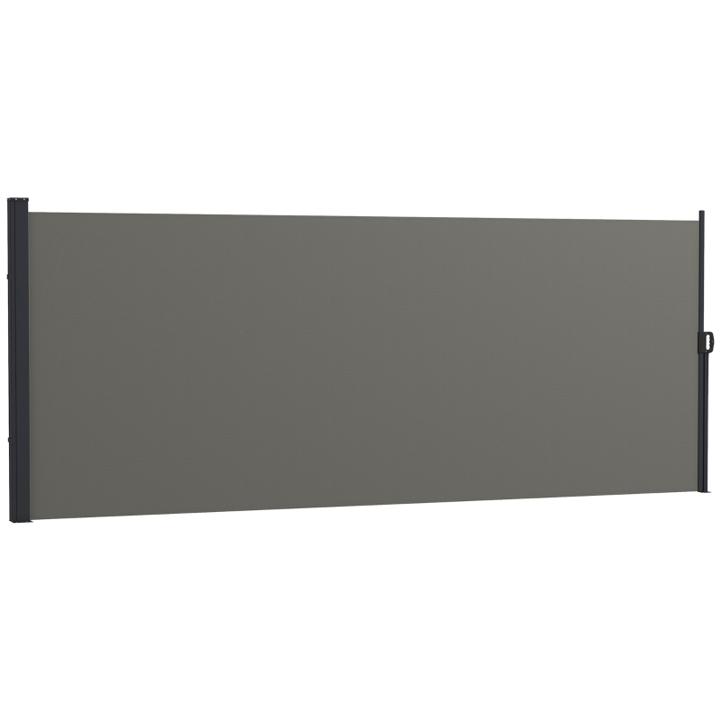 Outsunny Toldo lateral Tela de privacidade biombo retrátil dim. 4L x 1,60H m alum. Poliéster Anti-UV Alta densidade 180 g/m² Cinza escuro