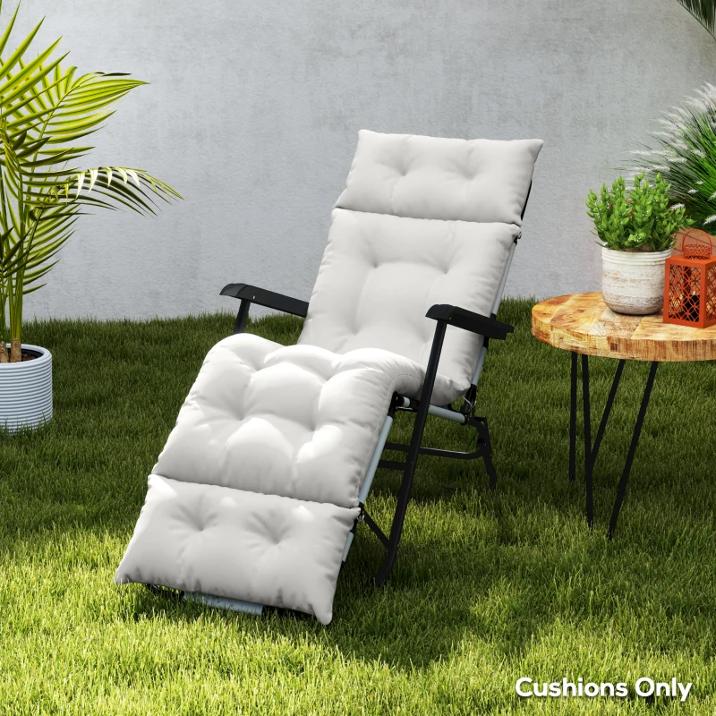 Outsunny Almofada espessa para banho de sol almofada para espreguiçadeira 190 x 56 x 10 cm, UPF20+, colchão para espreguiçadeira seis fixações, cinza claro