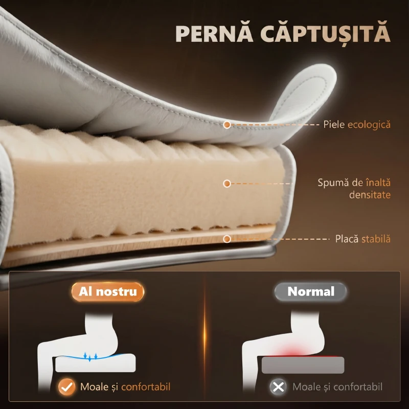 Vinsetto Scaun de birou de masaj, scaun de birou, scaun ergonomic cu înălțime reglabilă, spătar inclinabil și telecomandă cu fir, suport pentru picioare retractabil și pivotant la 360°, alb