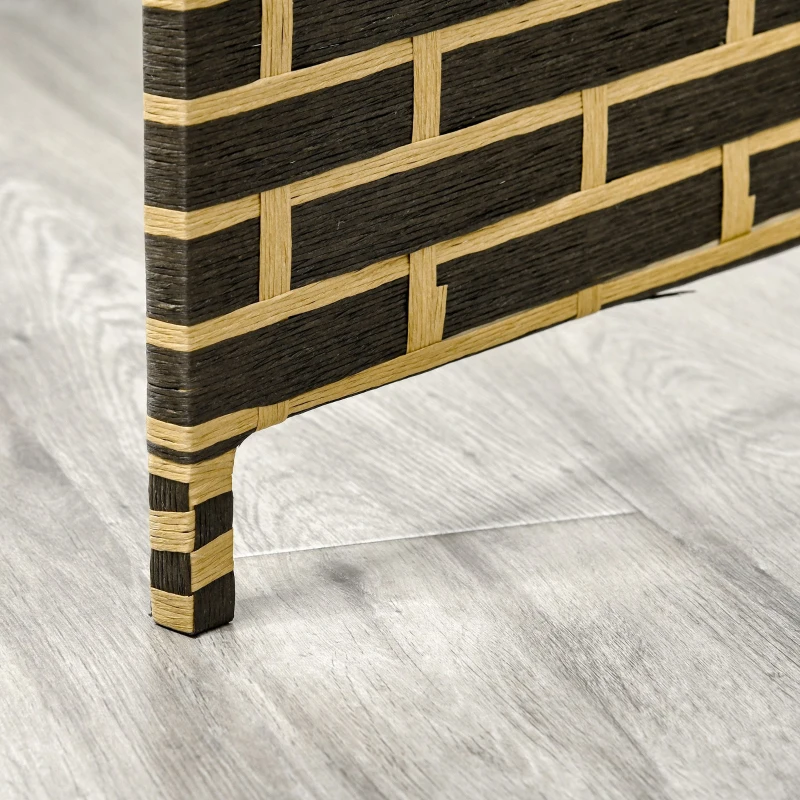 HOMCOM Biombo interior 4 Painéis Dobráveis 180L x 180H cm separador de ambientes Madeira de choupo Fibras de papel trançado Chocolate Palha