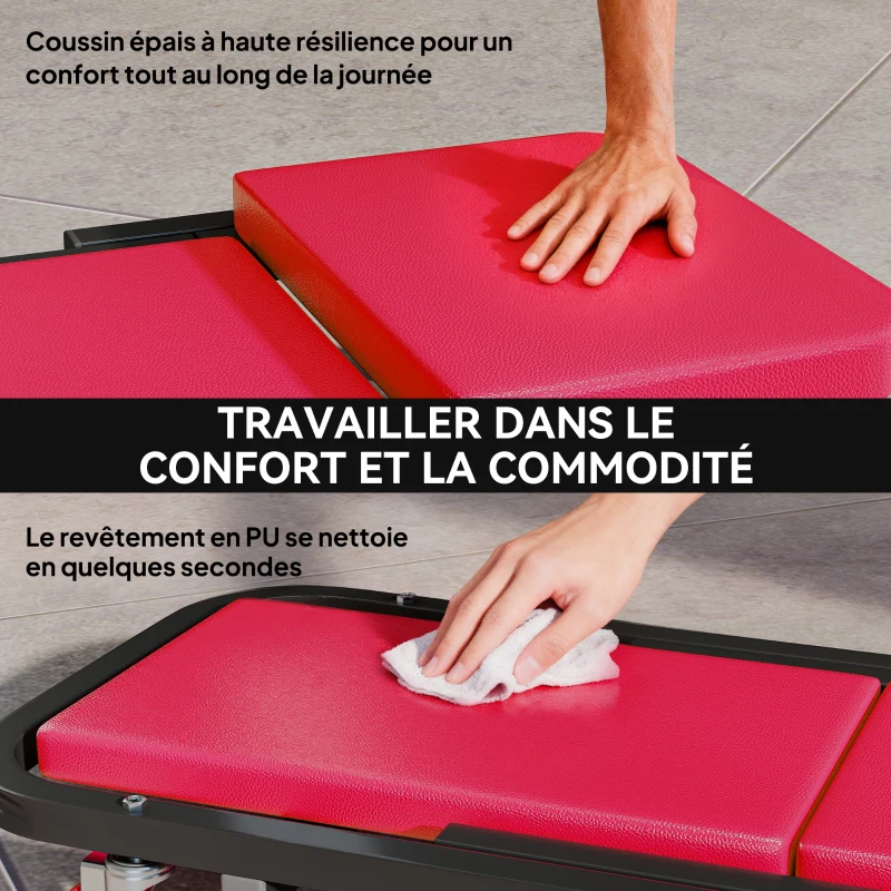 HOMCOM Planche à roulettes de montage 2 en 1 chariot de visite mécanicien pliable en Z charge 150kg 101,5 x 40 x 13,5 cm rogue
