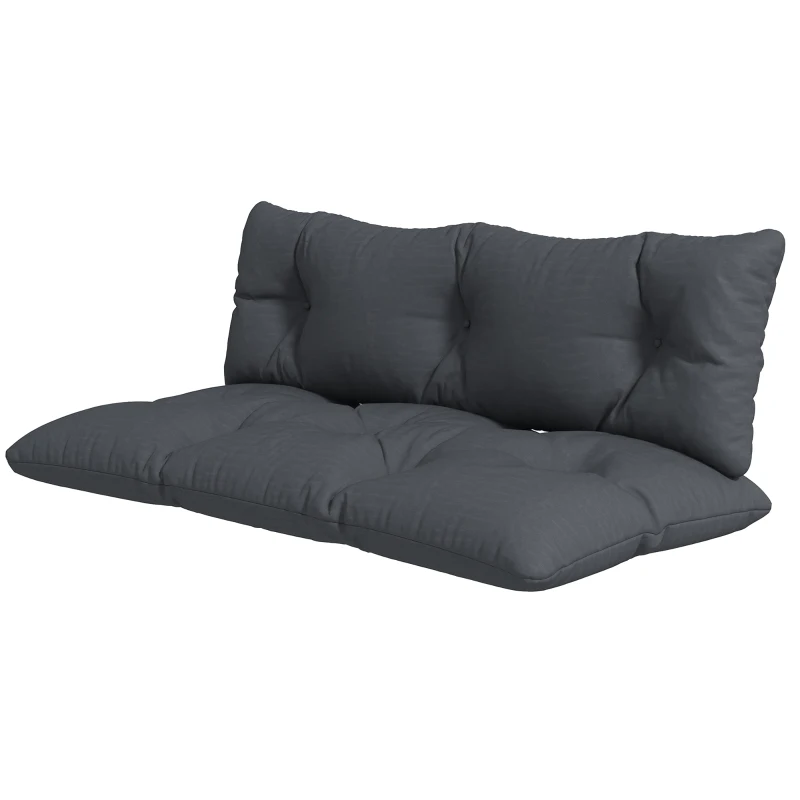 Outsunny Conjunto de 2 almofadas de exterior para banco 1 almofada de assento e 1 almofada de encosto poliéster hidrófugo cinza