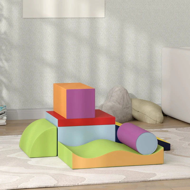 HOMCOM 7PCS Module motricité bébé parcours motricité bébé en mousse EPE pour enfants d'âge préscolaire, multicolore