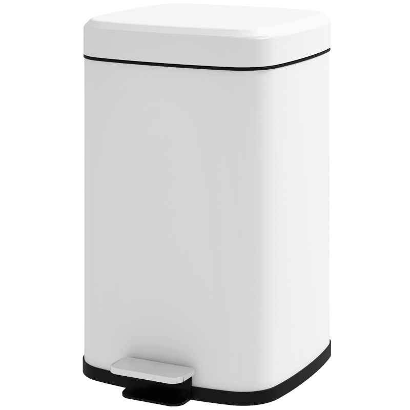 HOMCOM Lixeira de cozinha 20L com tampa de fechamento suave e pedal, balde interno removível, 28L x 35l x 45H cm, branco